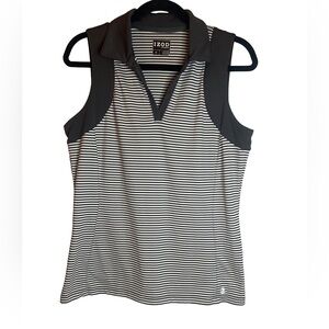 Izod Black and White Striped Golf Tank Top